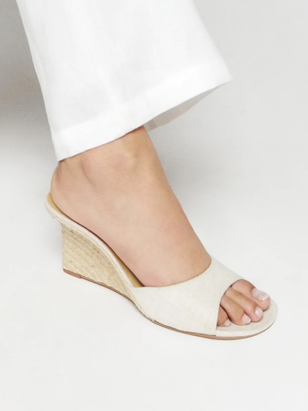 Reformation | Anita Mule Espadrille Wedge In Oatmeal Size: 8